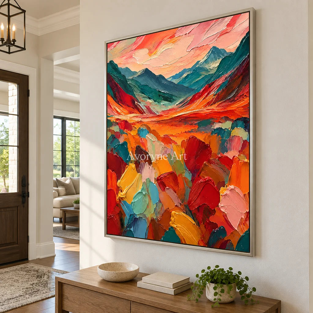 Ember Valley: Colorful Valley Landscape Wall Art — entry silver