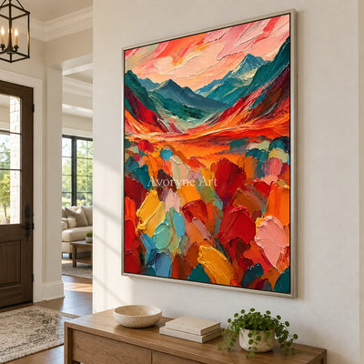 Ember Valley: Colorful Valley Landscape Wall Art — entry silver