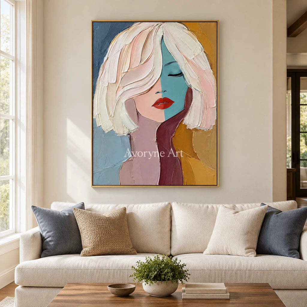 Reverie Muse: Colorful Woman Portrait Wall Art — living gold