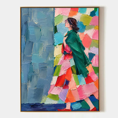 Emerald Poise: Colorful Woman Portrait Wall Art — primary