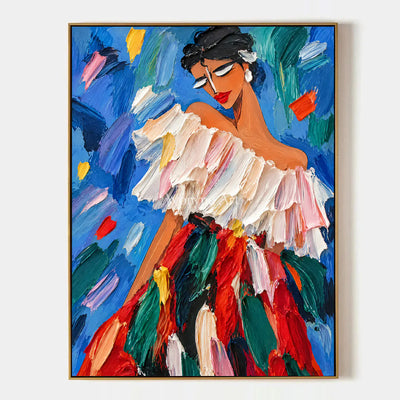Ruffled Reverie: Colorful Woman Portrait Wall Art — primary