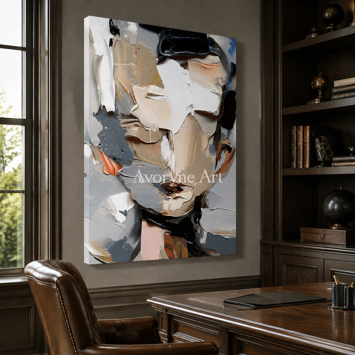 Unspoken Form: Contemporary Abstract Portrait Wall Art - office frameless