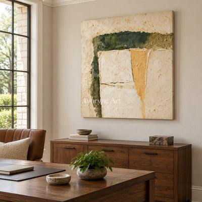 Aster Shore: Cream Color Abstract — office frameless
