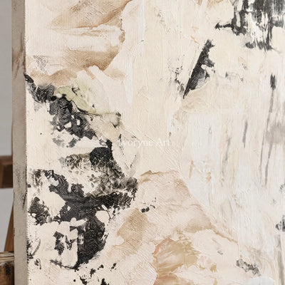 Ivory Painted Trace: Cream Gesture Art — detail easel