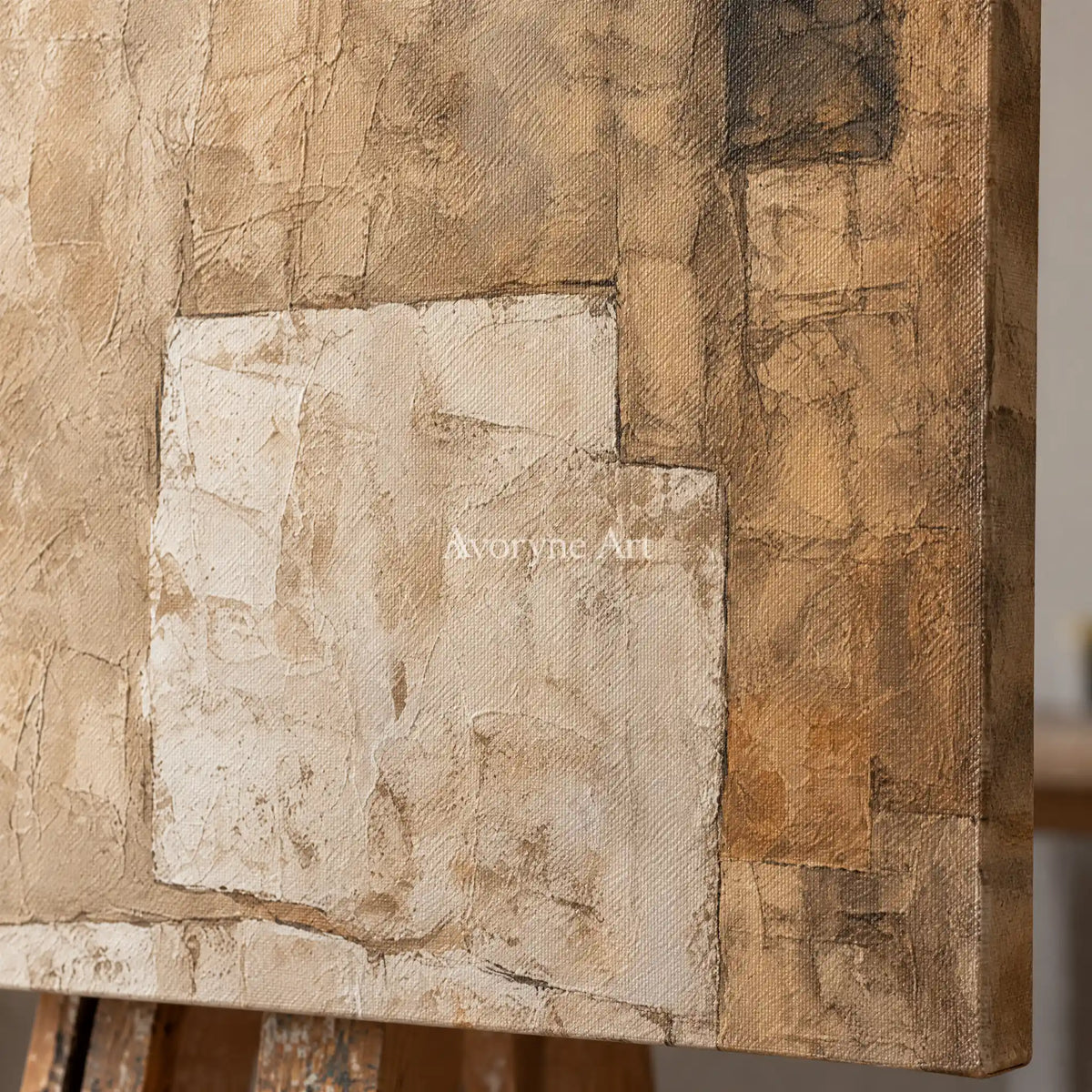 Aster Azure: Cream Layered Relief — detail easel