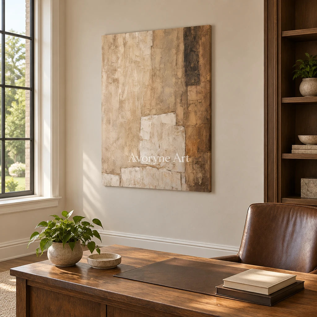 Aster Azure: Cream Layered Relief — office frameless