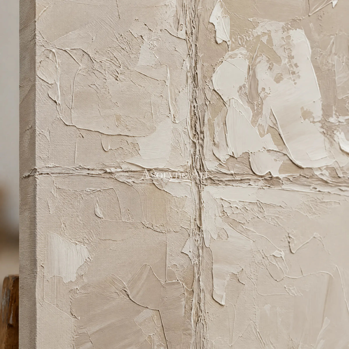 Aster Ochre: Cream Layered Relief — detail easel
