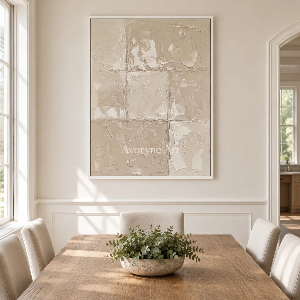 Aster Ochre: Cream Layered Relief — dining white