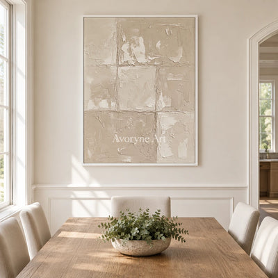 Aster Ochre: Cream Layered Relief — dining white