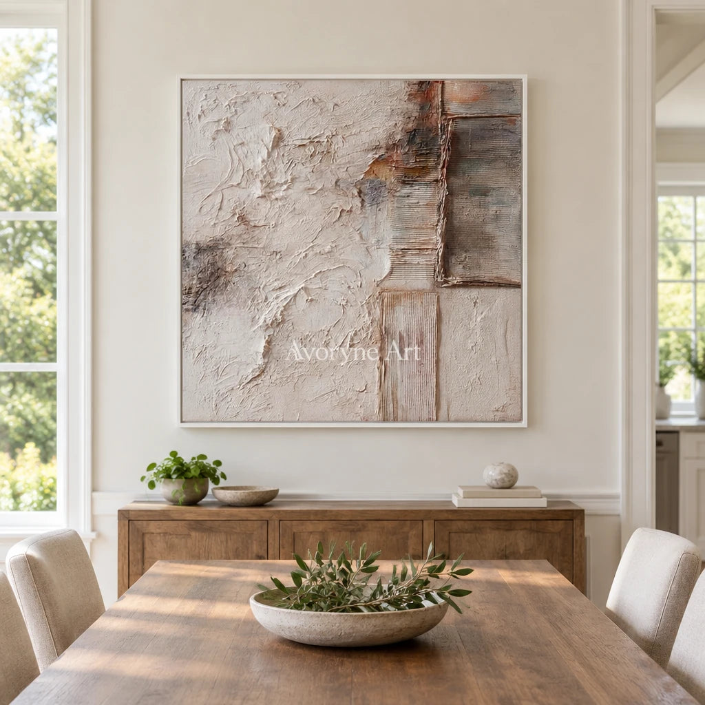 Aster Inlet: Cream Layered Relief — dining white