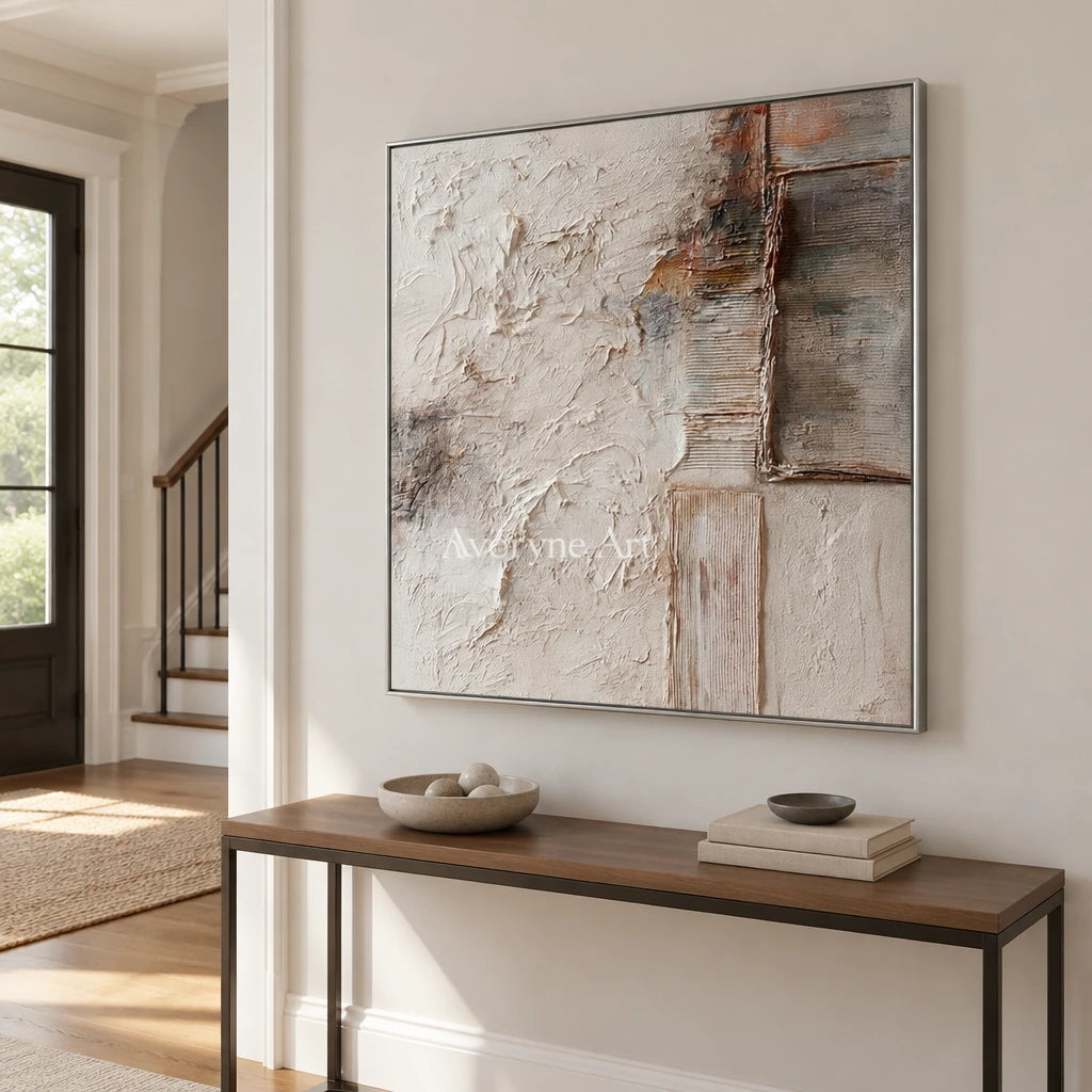 Aster Inlet: Cream Layered Relief — entry silver