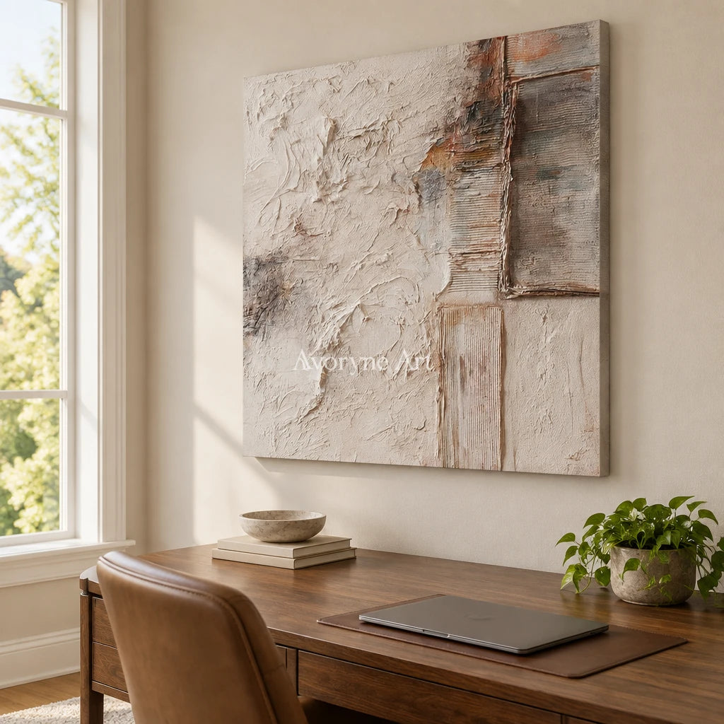Aster Inlet: Cream Layered Relief — office frameless