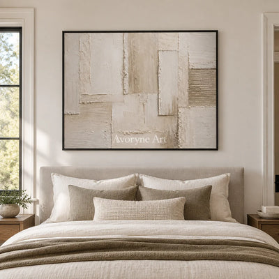 Aster Field: Cream Layered Relief — bedroom black