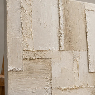 Aster Field: Cream Layered Relief — detail easel