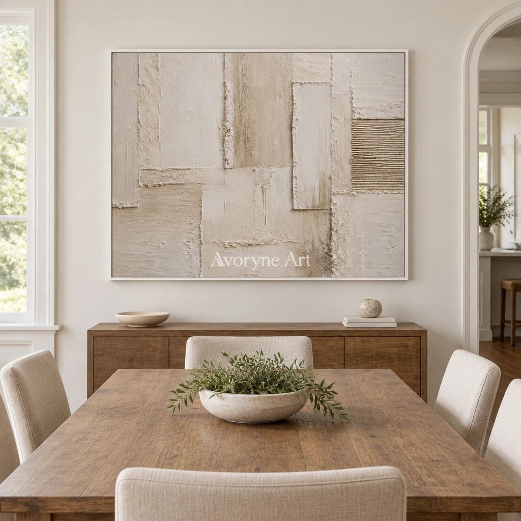 Aster Field: Cream Layered Relief — dining white