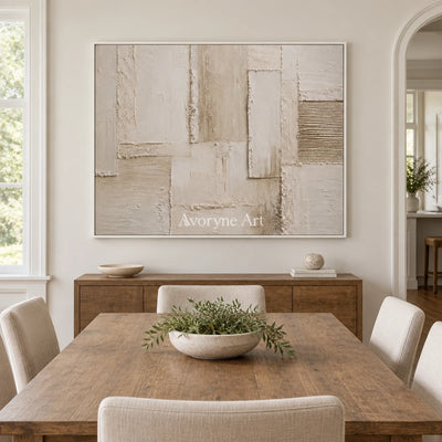 Aster Field: Cream Layered Relief — dining white