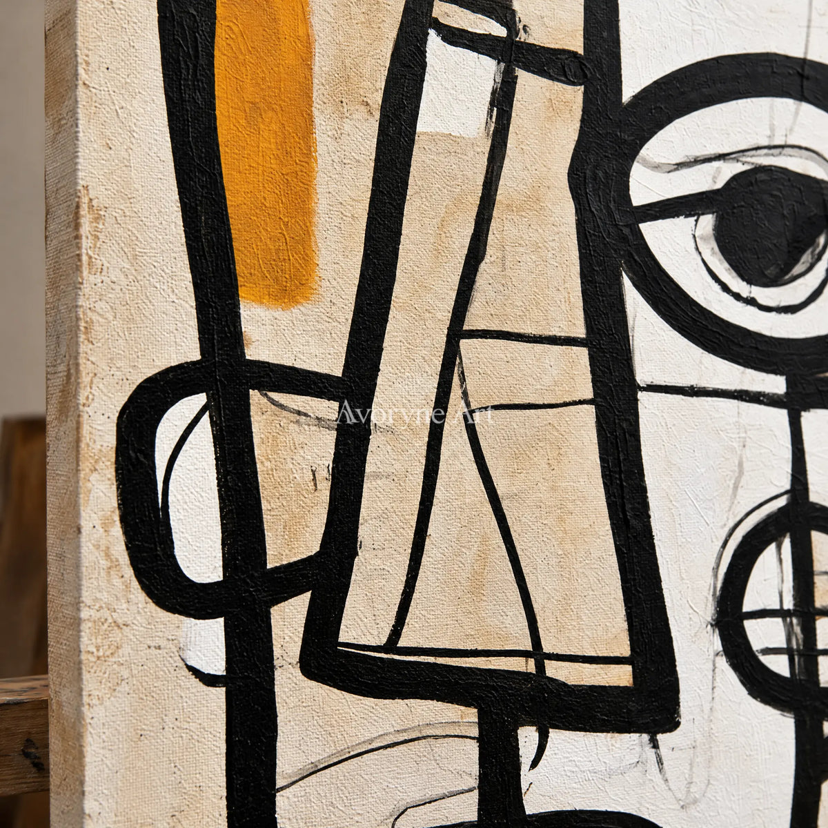 Ivory Winding Passage: Cubist Face Art — detail easel
