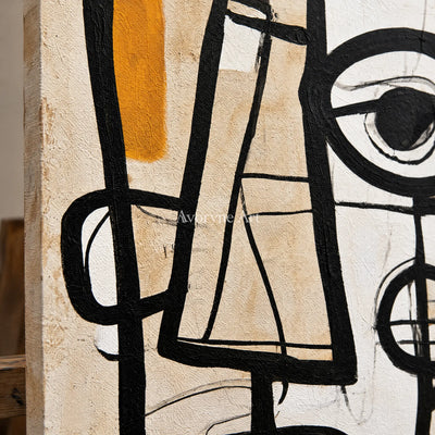 Ivory Winding Passage: Cubist Face Art — detail easel