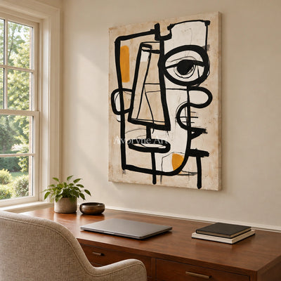 Ivory Winding Passage: Cubist Face Art — office frameless