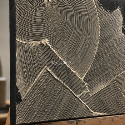 Graphite Facets: Dark Geometric Texture Wall Art — detail easel