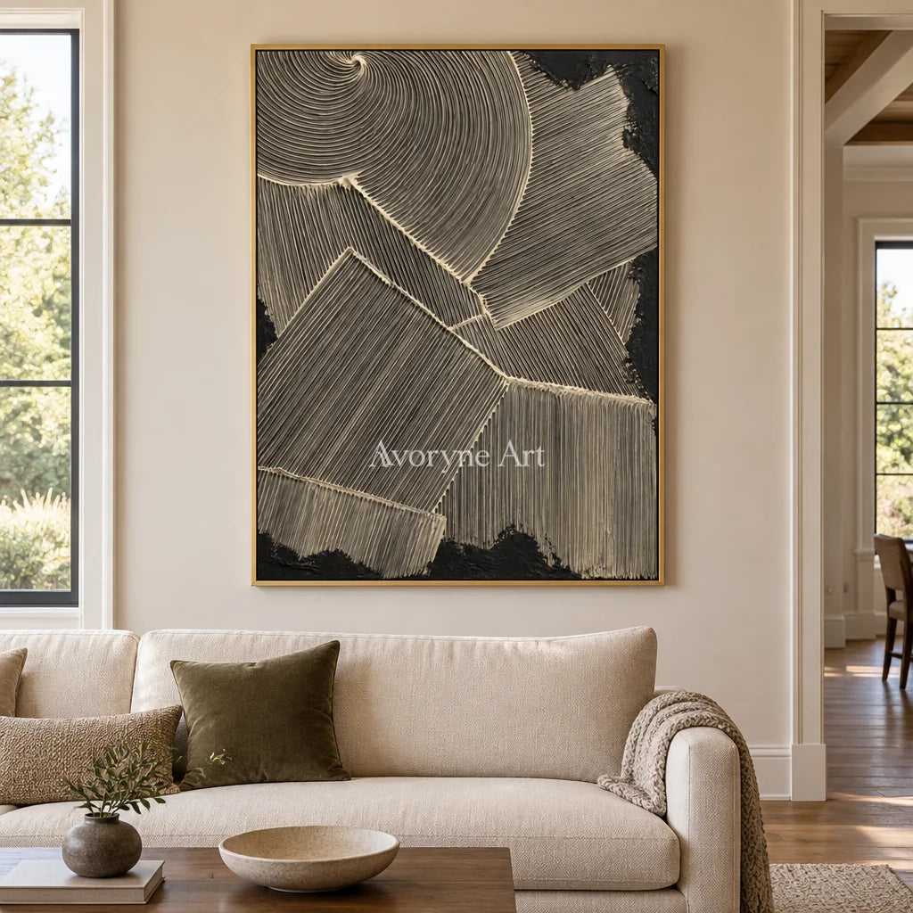 Graphite Facets: Dark Geometric Texture Wall Art — living gold
