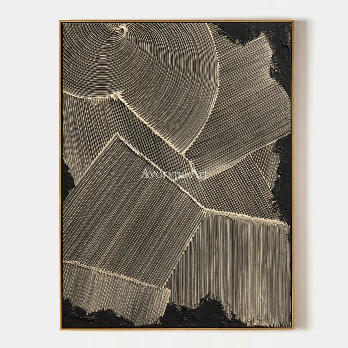 Graphite Facets: Dark Geometric Texture Wall Art — primary