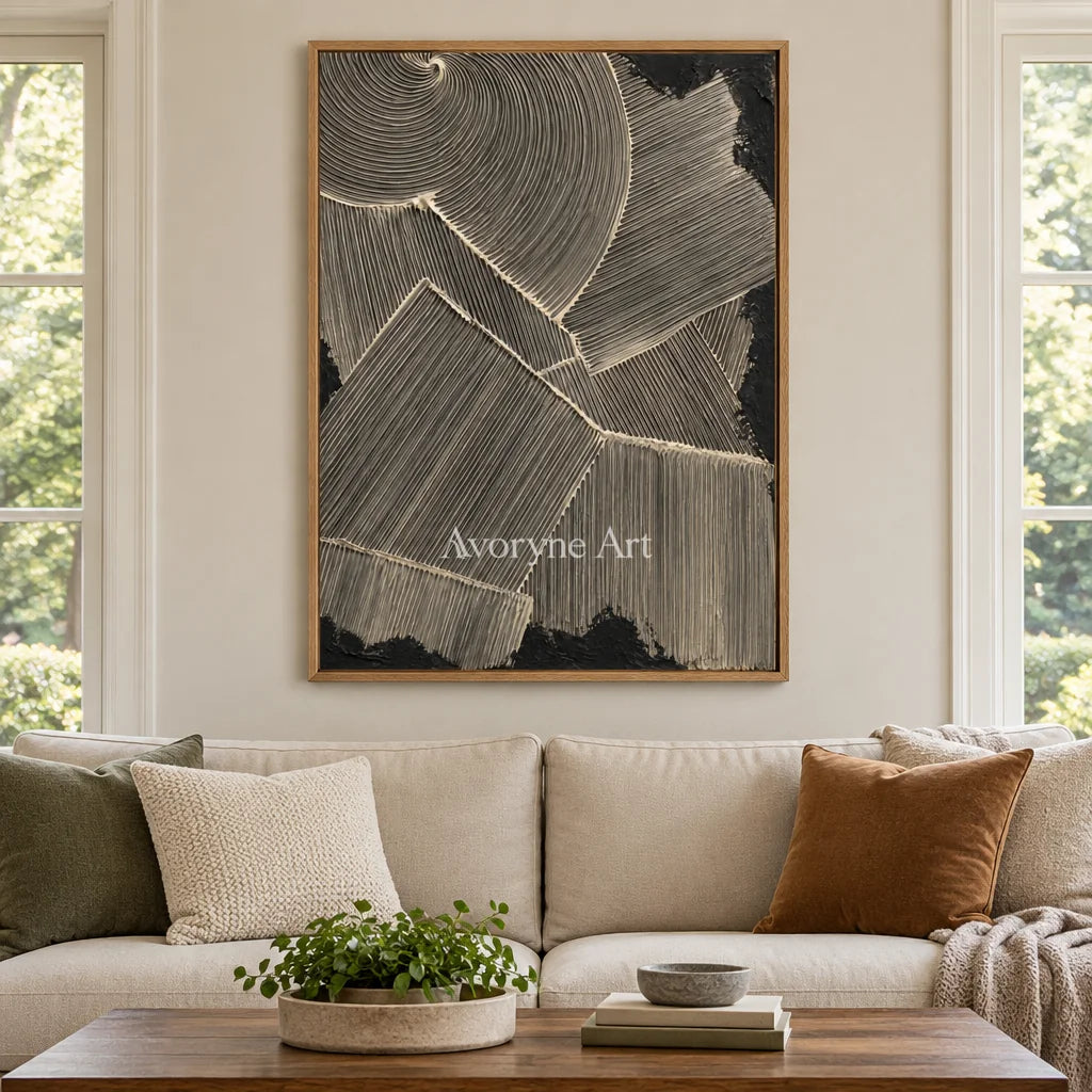Graphite Facets: Dark Geometric Texture Wall Art — villa wood
