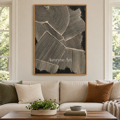 Graphite Facets: Dark Geometric Texture Wall Art — villa wood