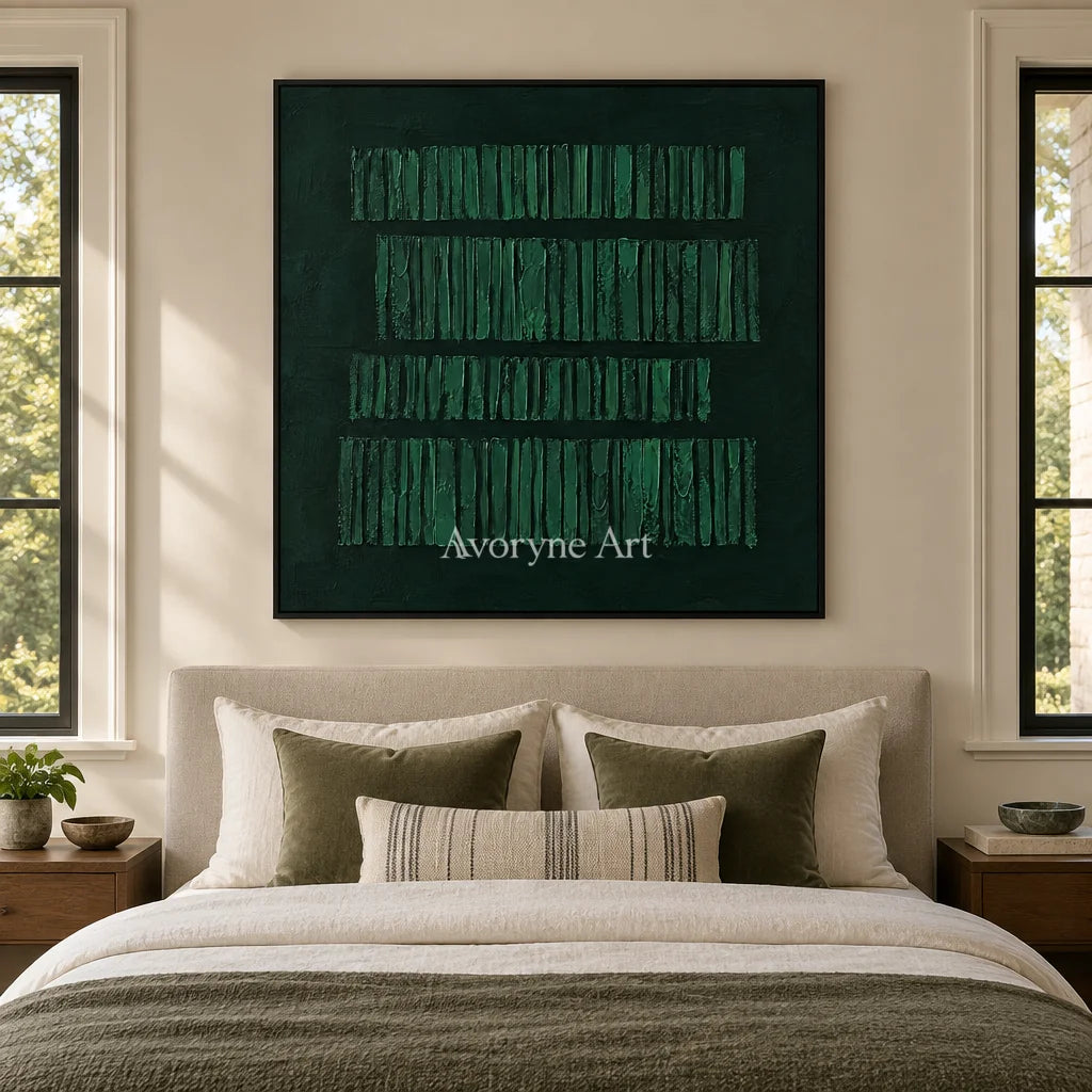 Forest Registers: Dark Green Textured Art Wall Art — bedroom black