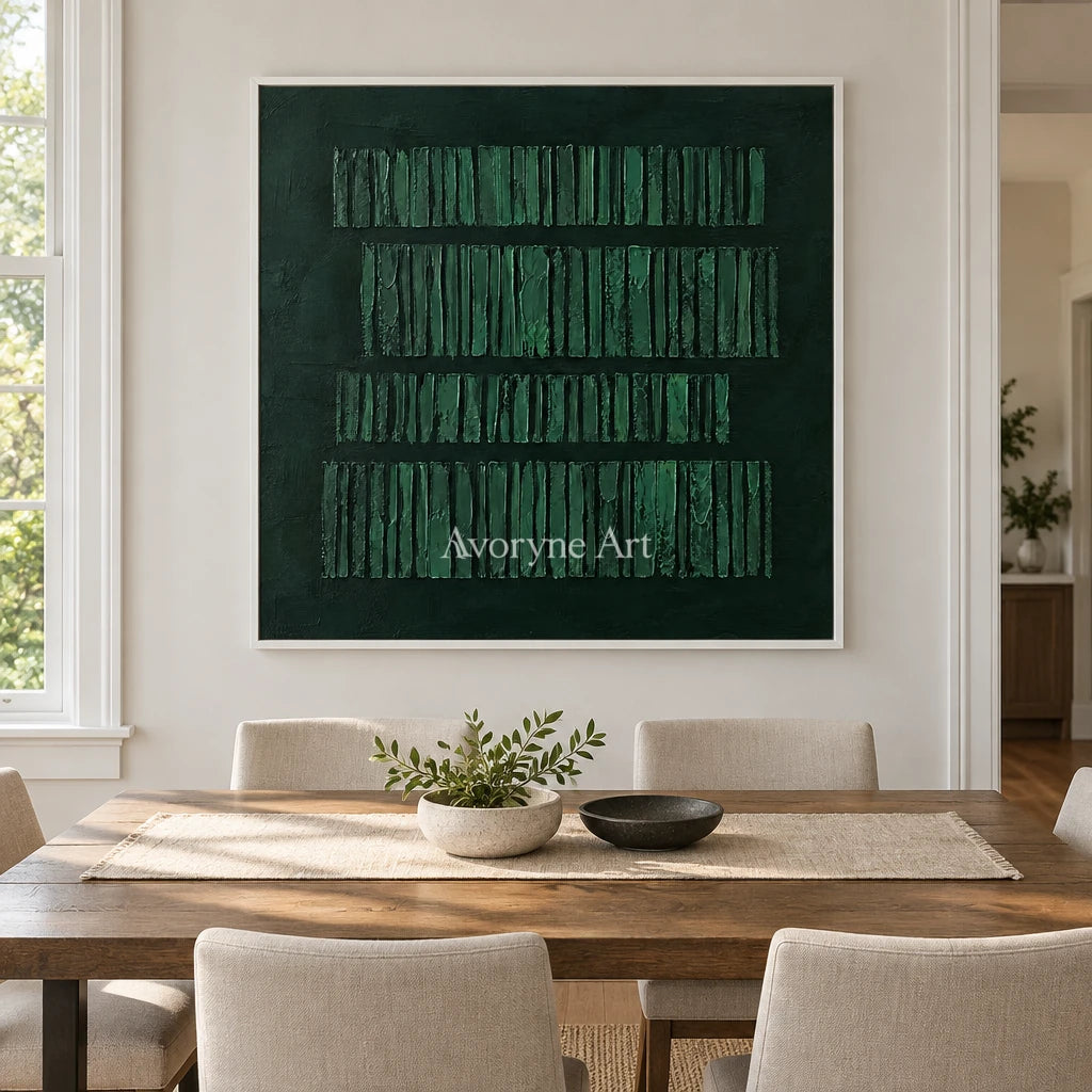 Forest Registers: Dark Green Textured Art Wall Art — dining white