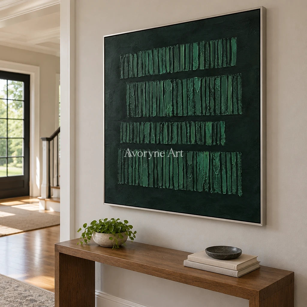 Forest Registers: Dark Green Textured Art Wall Art — entry silver