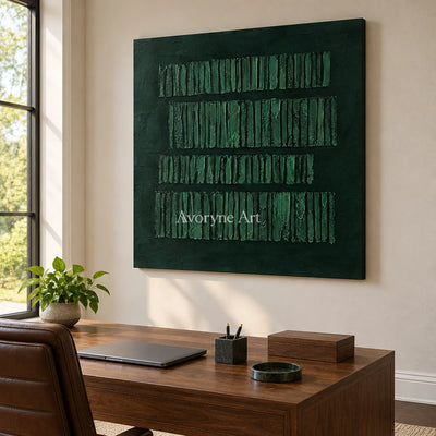 Forest Registers: Dark Green Textured Art Wall Art — office frameless