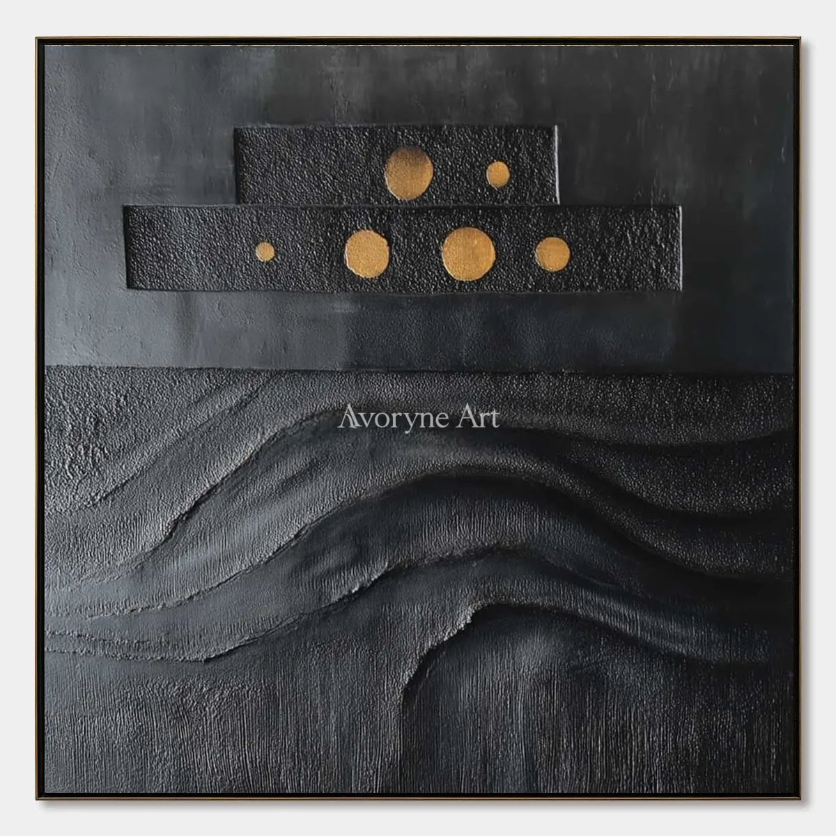 Woven Sonata, hand-painted dark mineral relief wall art by Ronan Keane