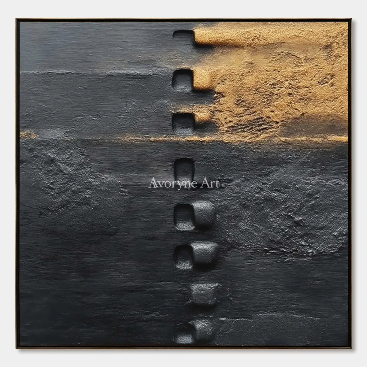 Quiet Refrain, hand-painted dark mineral relief wall art by Ronan Keane