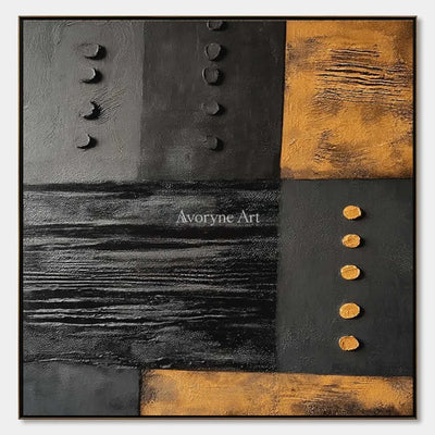 Quiet Haven, hand-painted dark mineral relief wall art by Ronan Keane