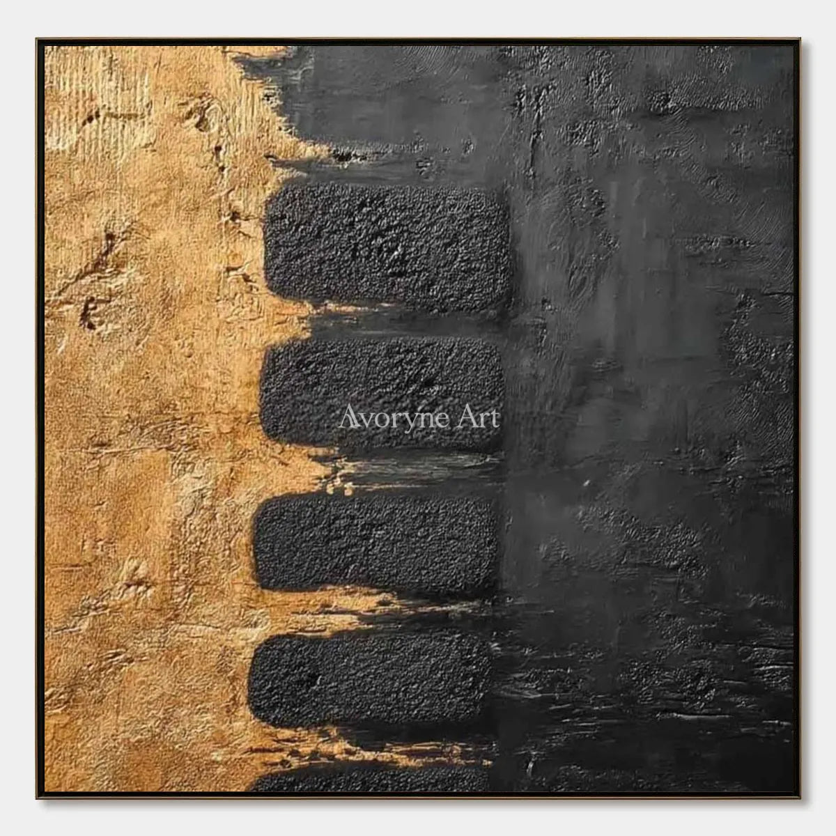 Quiet Measure, hand-painted dark mineral relief wall art by Ronan Keane