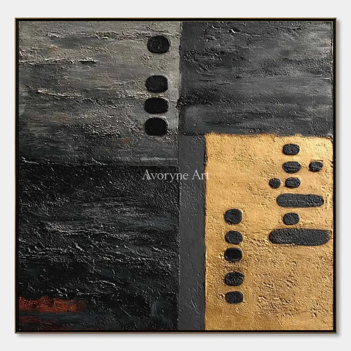 Quiet Field, hand-painted dark mineral relief wall art by Ronan Keane