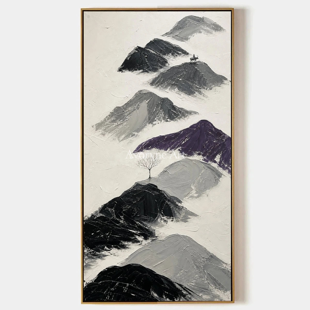 Misted Echo, hand-painted dark mountain relief wall art by Hamish McAllister