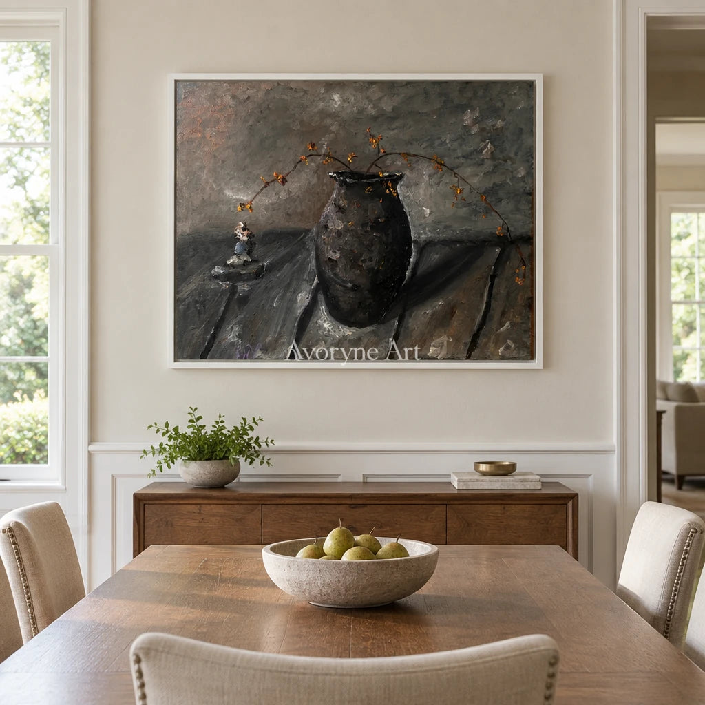 Aster Balance: Dark Vessel Still Life — dining white