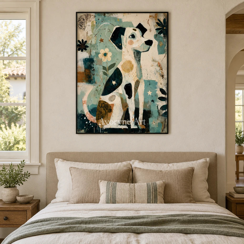 Ivory Amber Current: Decorative Dog Art — bedroom black
