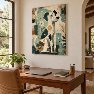 Ivory Amber Current: Decorative Dog Art — office frameless