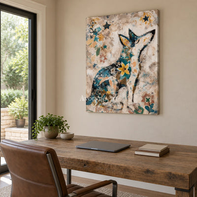 Ivory Amber Gesture: Decorative Dog Art — office frameless