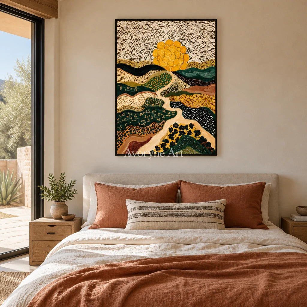 Ivory Distant Meadow: Decorative Field Art — bedroom black