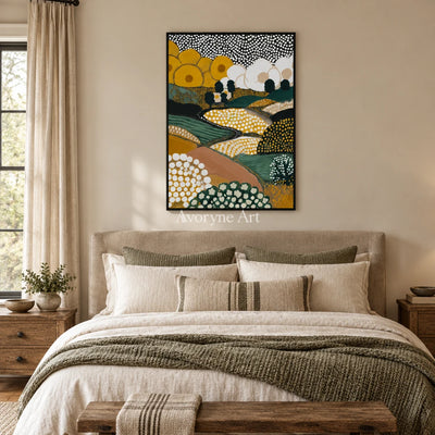 Ivory Distant Vista: Decorative Field Art — bedroom black