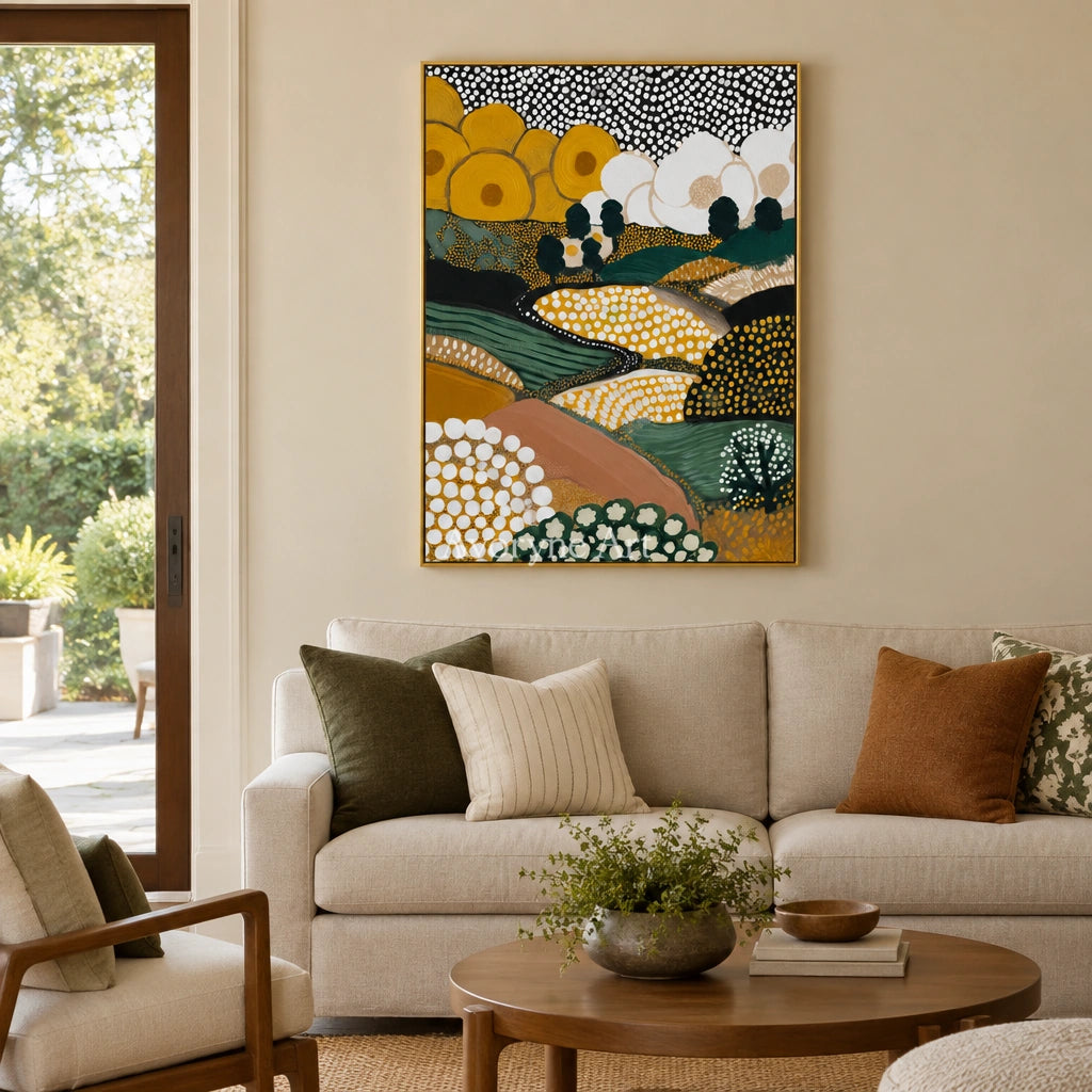 Ivory Distant Vista: Decorative Field Art — living gold