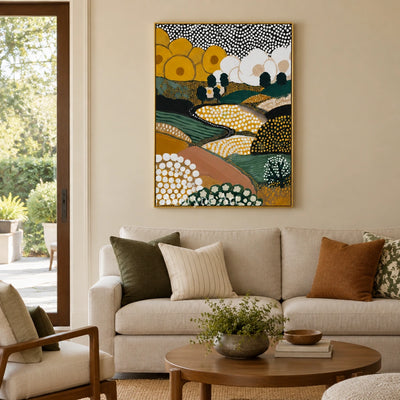 Ivory Distant Vista: Decorative Field Art — living gold
