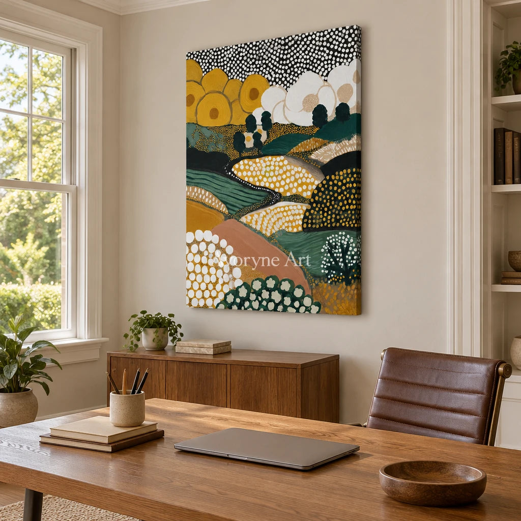 Ivory Distant Vista: Decorative Field Art — office frameless