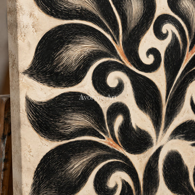 Midnight Botanica: Decorative Floral Pattern Wall Art — detail easel
