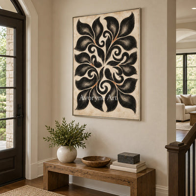 Midnight Botanica: Decorative Floral Pattern Wall Art — entry silver