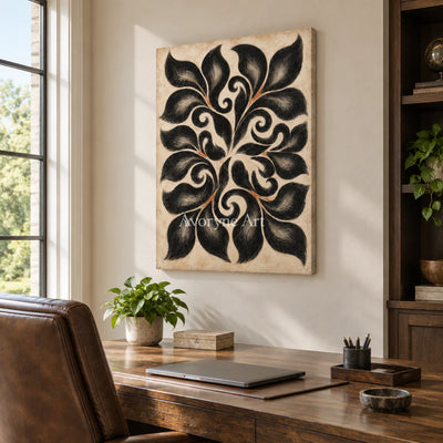 Midnight Botanica: Decorative Floral Pattern Wall Art — office frameless